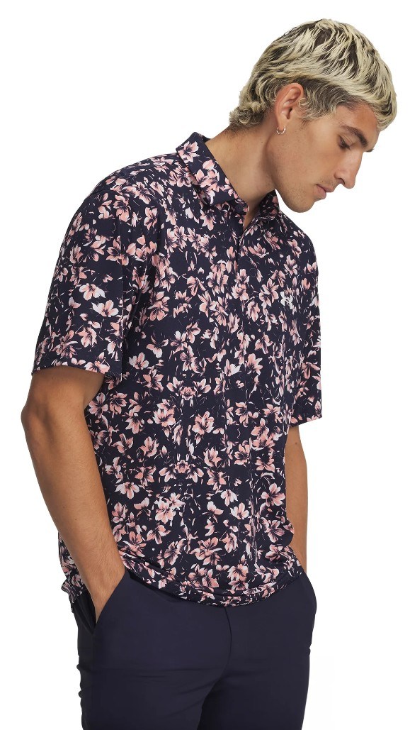 Under Armour Matchplay Printed Herren Poloshirt, midnight navy/posh pink