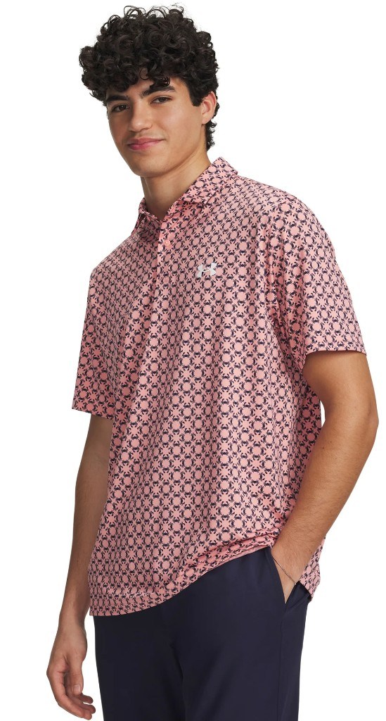 Under Armour Matchplay Printed Herren Poloshirt, posh pink/midnight navy