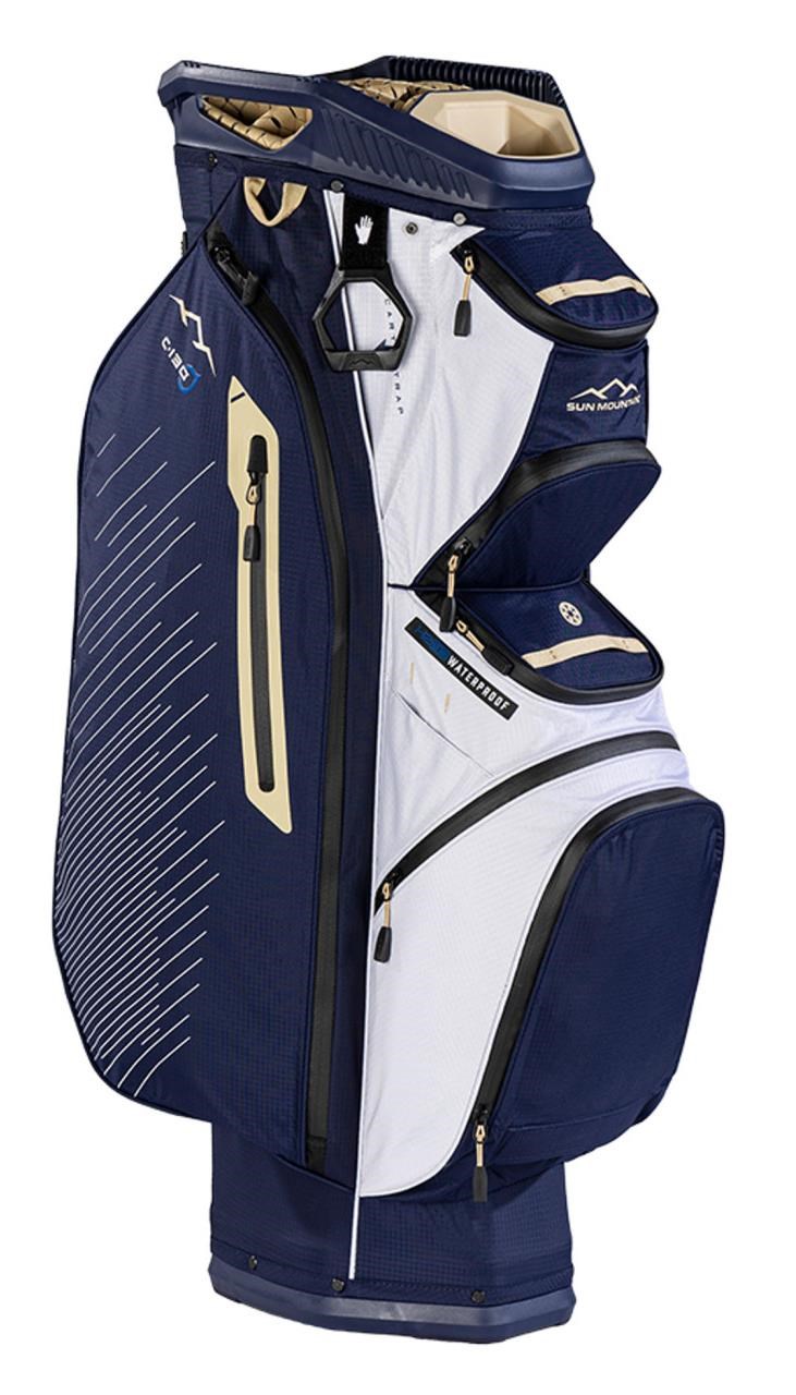Sun Mountain H2NO C130 Cartbag, dunkelblau/gold/weiss