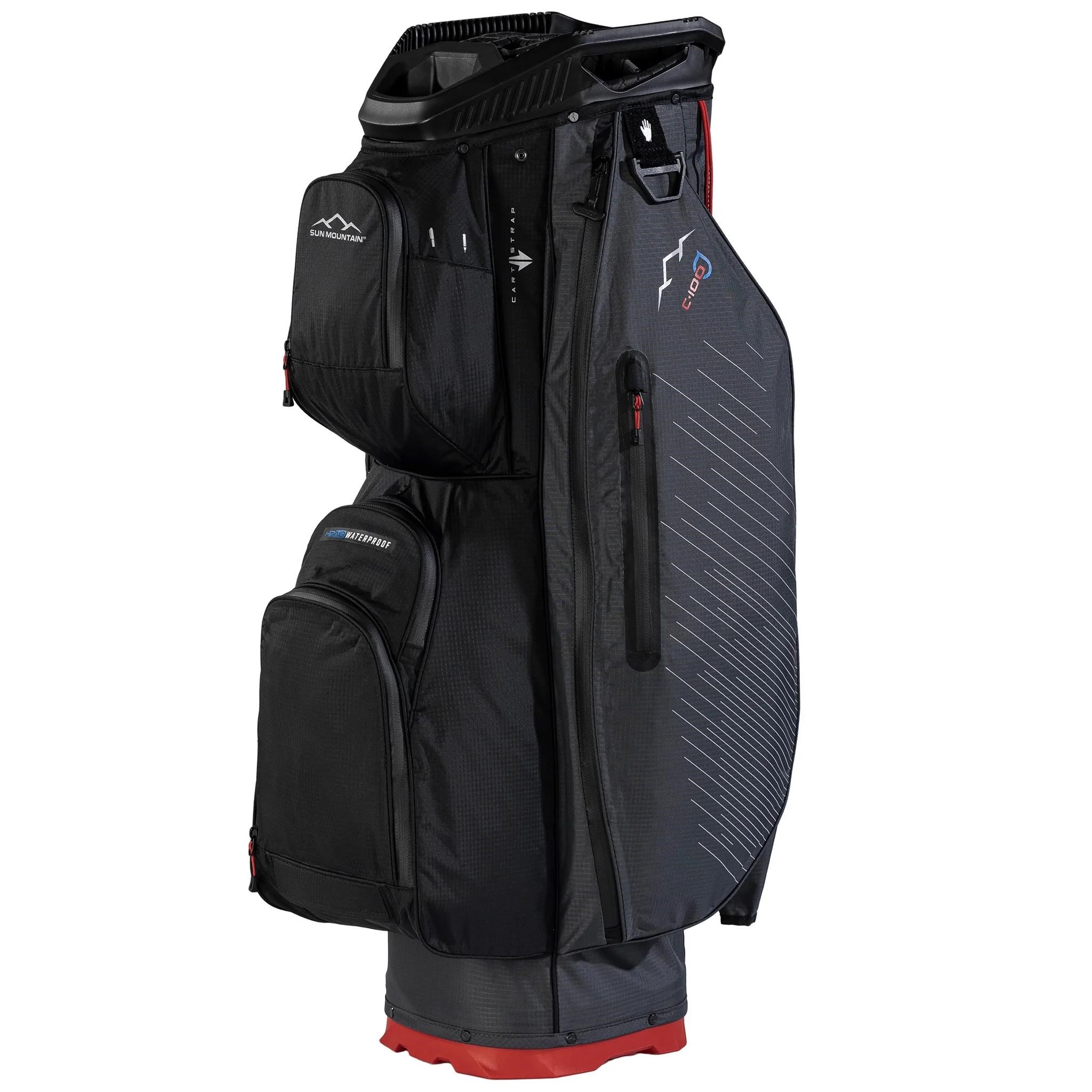 Sun Mountain H2NO C100 Waterproof Cartbag 14 WAY, steel/black/red
