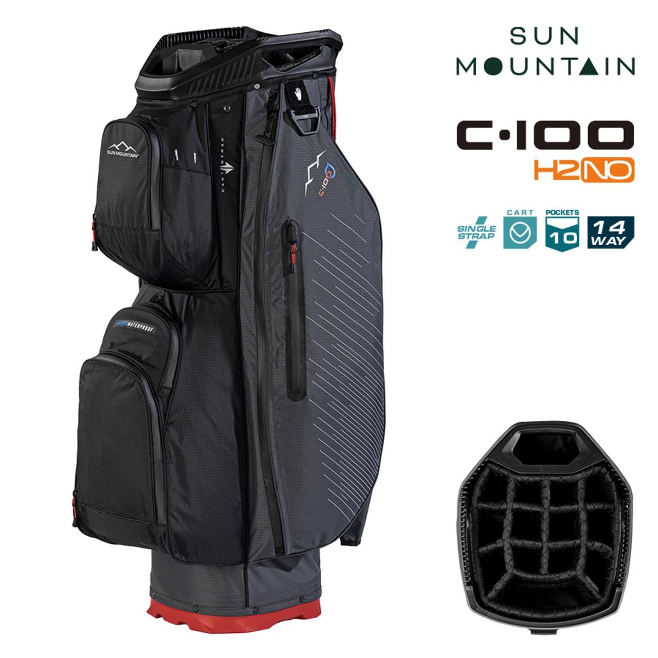 Sun Mountain H2NO C100 Waterproof Cartbag 14 WAY, steel/black/red