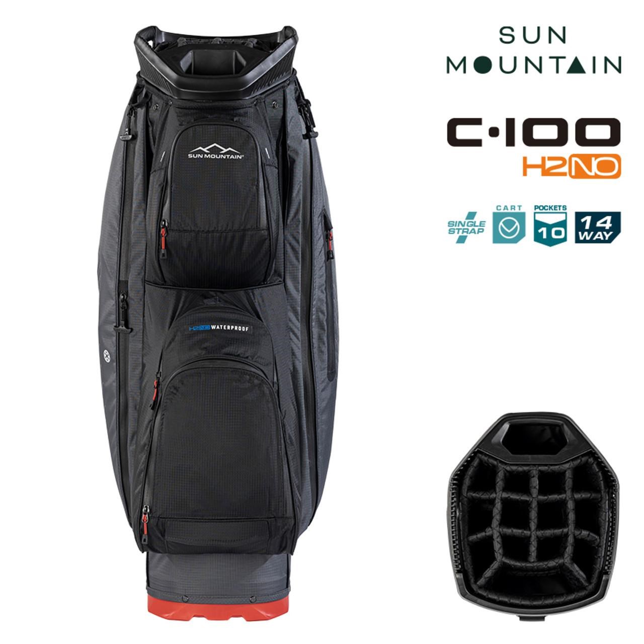 Sun Mountain H2NO C100 Waterproof Cartbag 14 WAY, steel/black/red