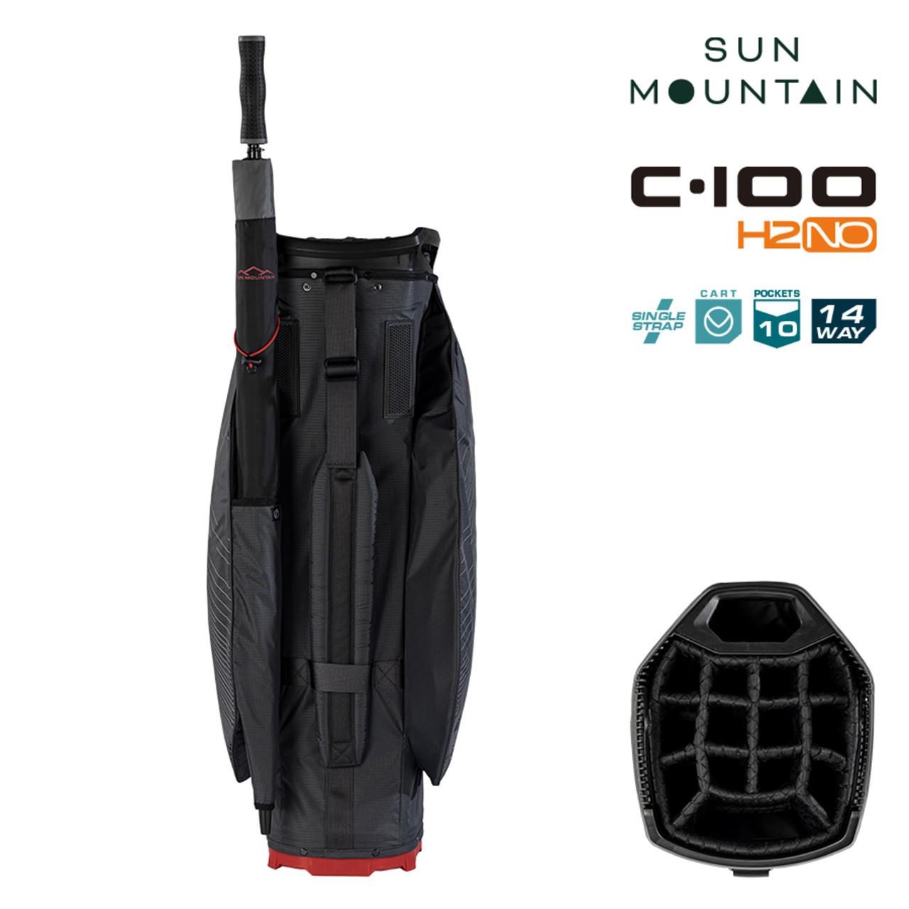 Sun Mountain H2NO C100 Waterproof Cartbag 14 WAY, steel/black/red
