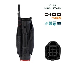 Sun Mountain H2NO C100 Waterproof Cartbag 14 WAY, steel/black/red
