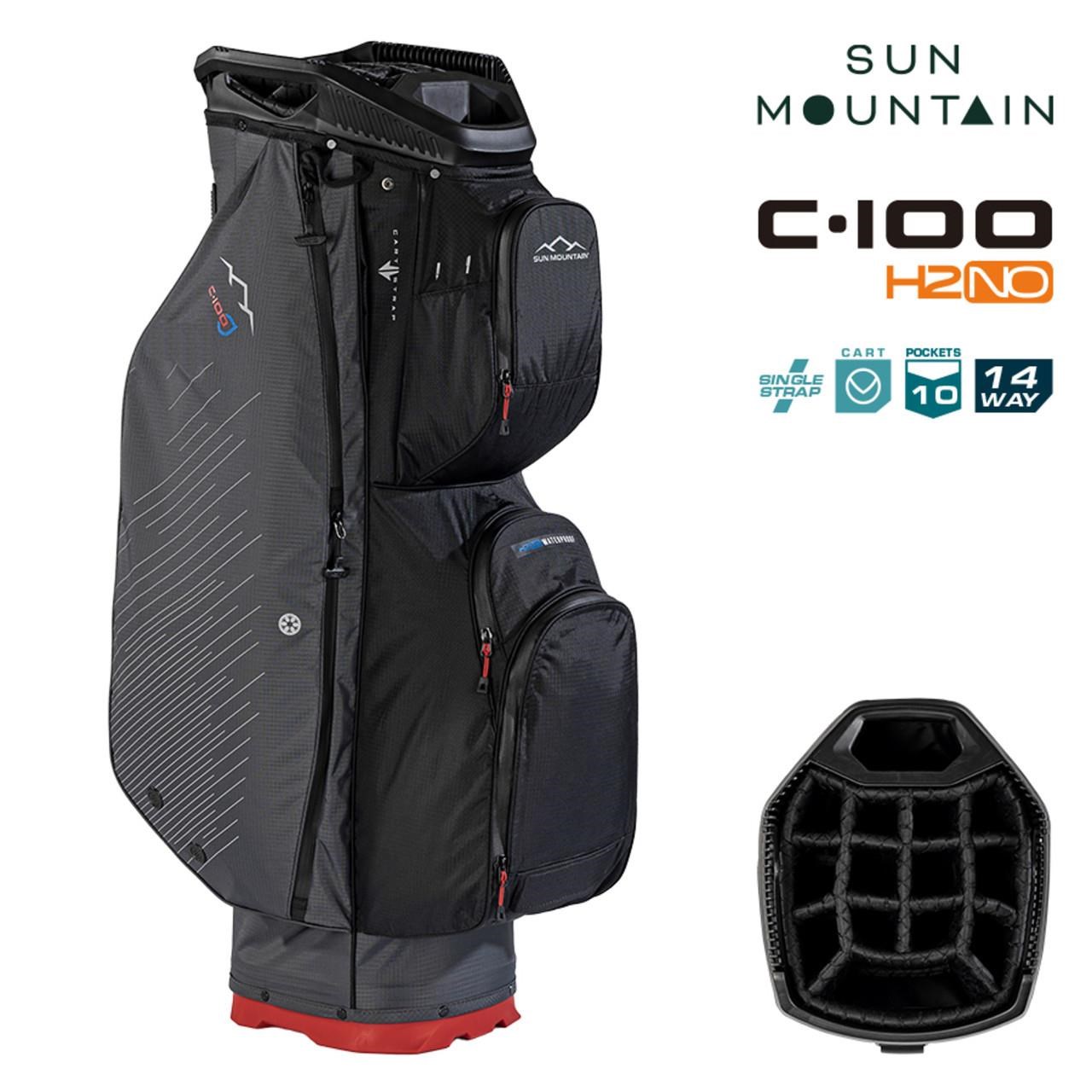 Sun Mountain H2NO C100 Waterproof Cartbag 14 WAY, steel/black/red