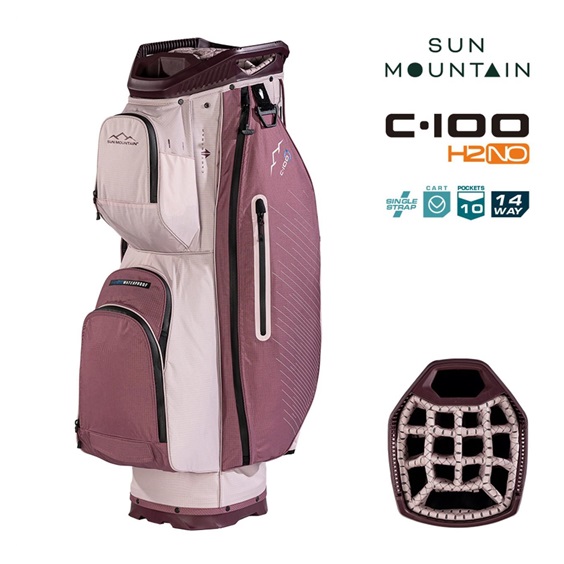 Sun Mountain H2NO C100 Waterproof Cartbag 14 WAY, mauve/powder/wine
