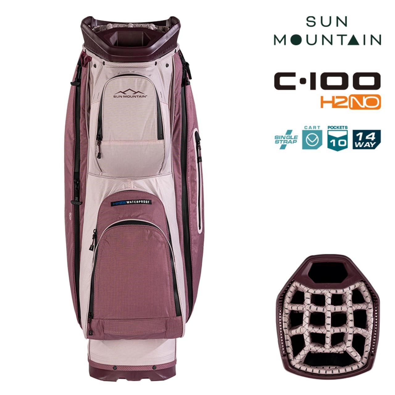Sun Mountain H2NO C100 Waterproof Cartbag 14 WAY, mauve/powder/wine
