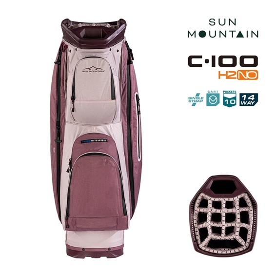 Sun Mountain H2NO C100 Waterproof Cartbag 14 WAY, mauve/powder/wine