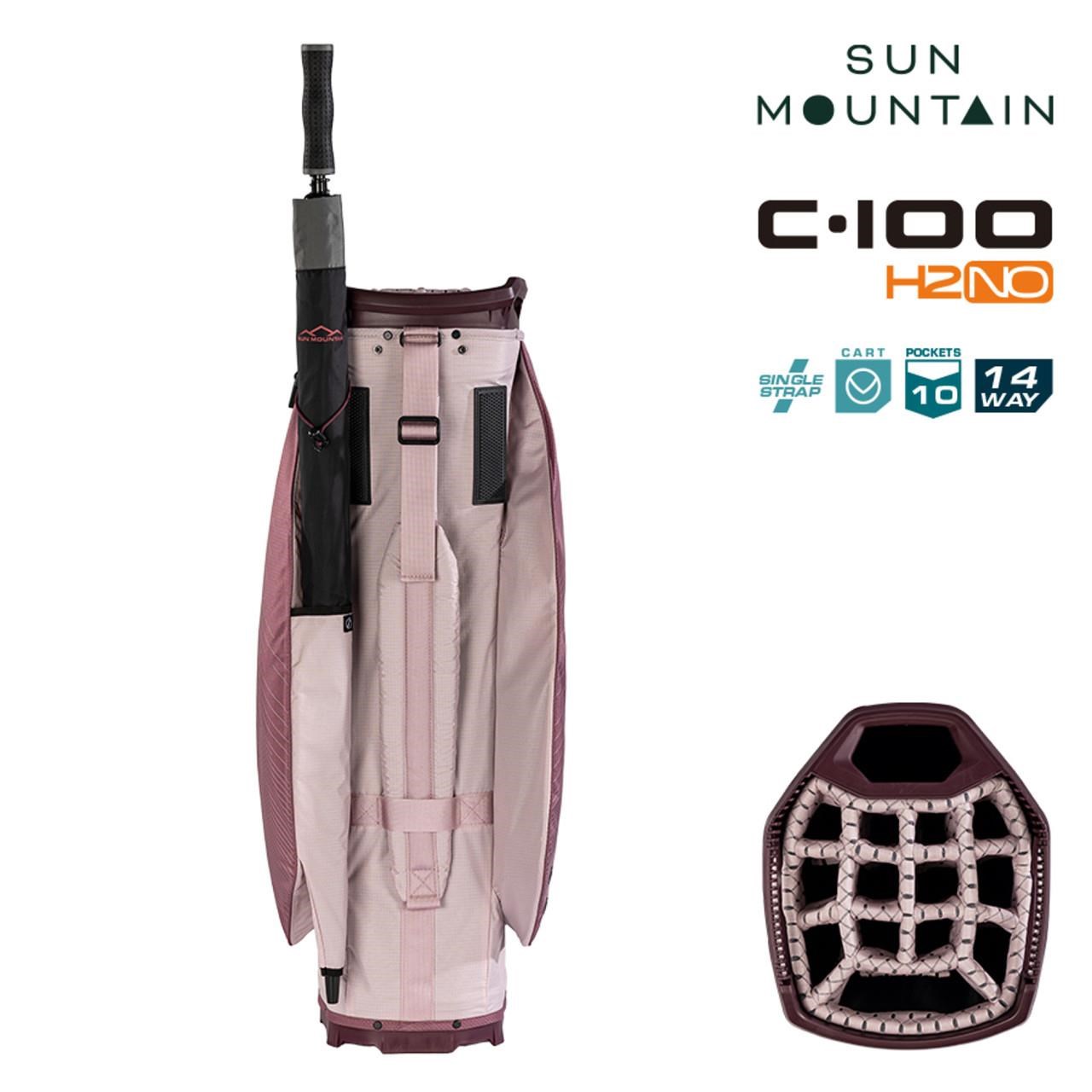 Sun Mountain H2NO C100 Waterproof Cartbag 14 WAY, mauve/powder/wine