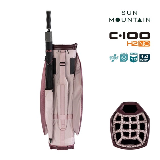 Sun Mountain H2NO C100 Waterproof Cartbag 14 WAY, mauve/powder/wine