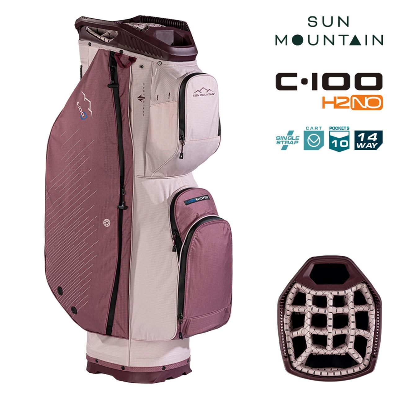 Sun Mountain H2NO C100 Waterproof Cartbag 14 WAY, mauve/powder/wine