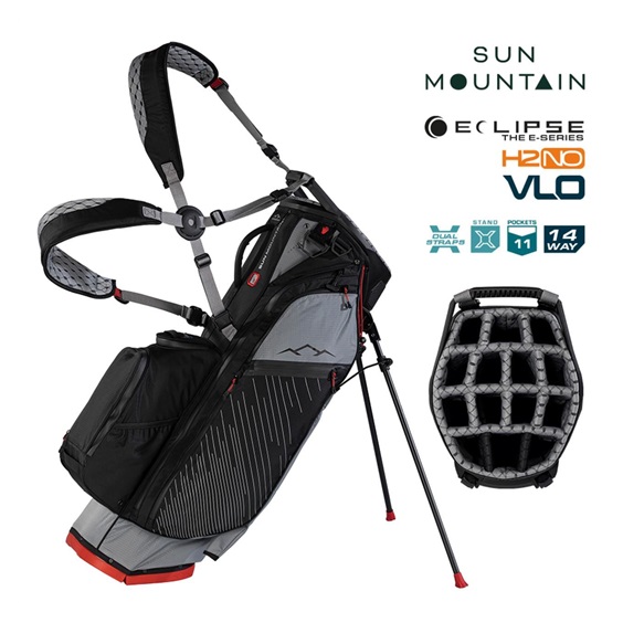 Sun Mountain H2NO  E-4.5 14 WAY VLO Waterproof Standbag, nickel/black/red