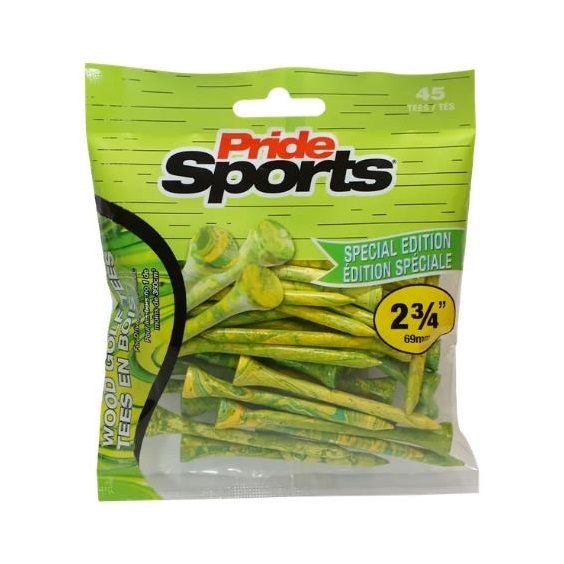 Pride Sports Special Edition Paint Splatter Holztees, 69mm, 45Stk., grün/gelb