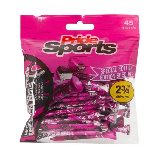 Pride Sports Special Edition Paint Splatter Holztees, 69mm, 45Stk., rosa/schwarz