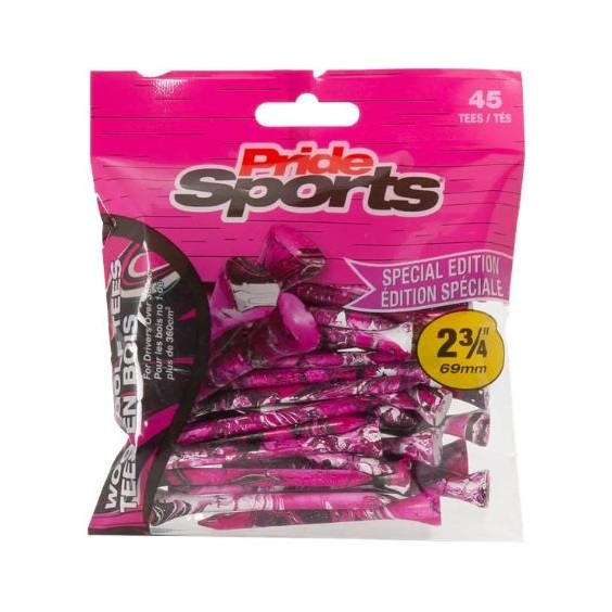 Pride Sports Special Edition Paint Splatter Holztees, 69mm, 45Stk., rosa/schwarz