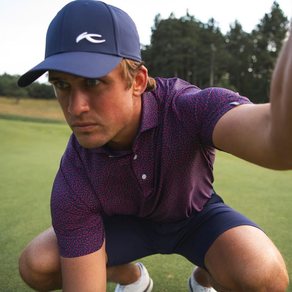 KJUS Golfer Herren Poloshirt, rhubarb/atlanta blau