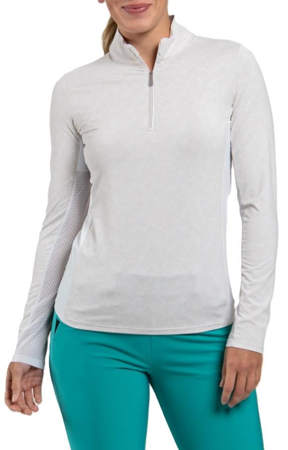 KJUS Sunshine Printed Half-Zip Damen Sweatshirt, oyster/white