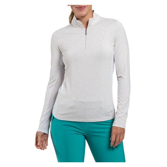 KJUS Sunshine Printed Half-Zip Damen Sweatshirt, oyster/white