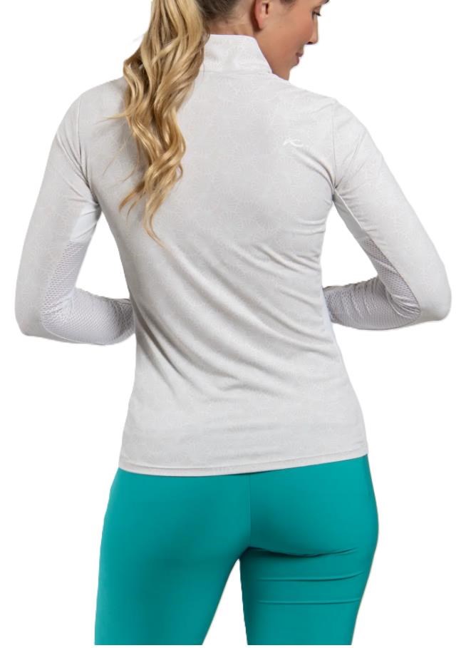 KJUS Sunshine Printed Half-Zip Damen Sweatshirt, oyster/white