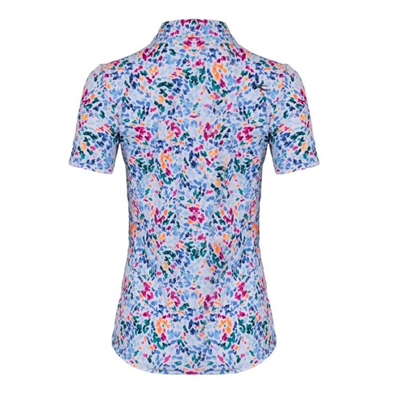 KJUS Enya Printed Damen Poloshirt, weiss/poolside
