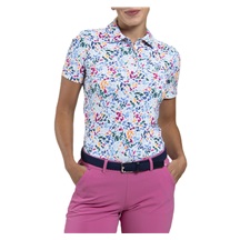 KJUS Enya Printed Damen Poloshirt, weiss/poolside