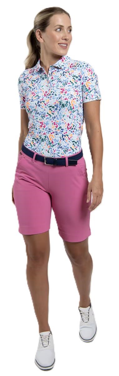 KJUS Enya Printed Damen Poloshirt, weiss/poolside