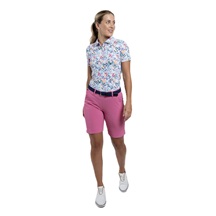 KJUS Enya Printed Damen Poloshirt, weiss/poolside