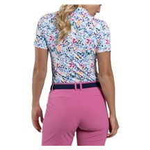 KJUS Enya Printed Damen Poloshirt, weiss/poolside