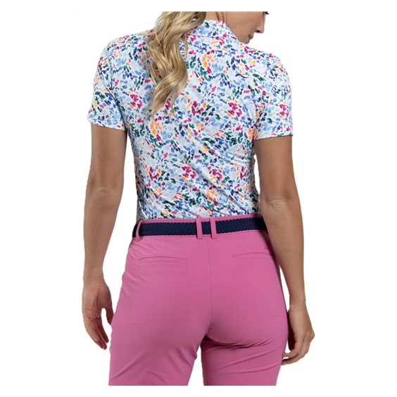 KJUS Enya Printed Damen Poloshirt, weiss/poolside