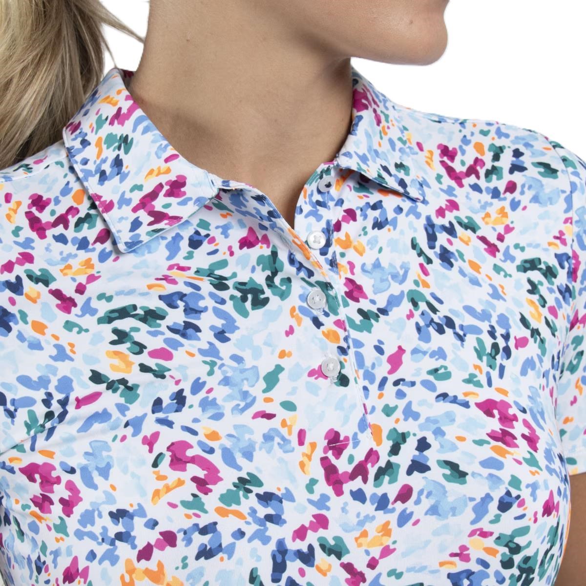 KJUS Enya Printed Damen Poloshirt, weiss/poolside