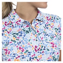 KJUS Enya Printed Damen Poloshirt, weiss/poolside
