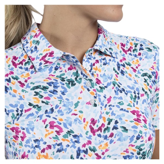 KJUS Enya Printed Damen Poloshirt, weiss/poolside