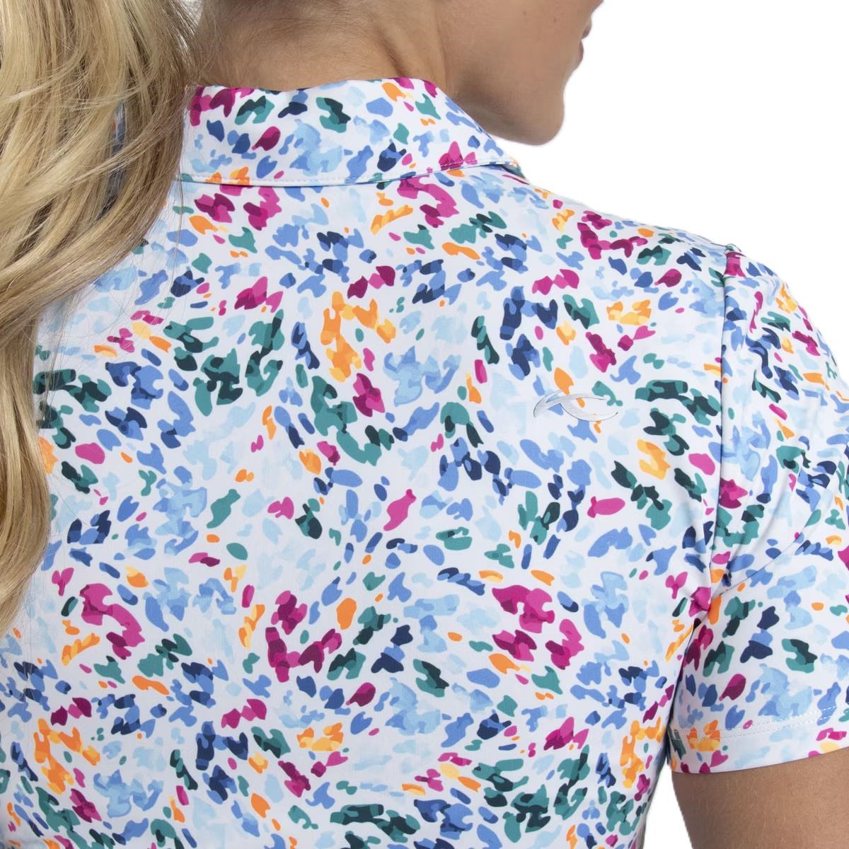 KJUS Enya Printed Damen Poloshirt, weiss/poolside