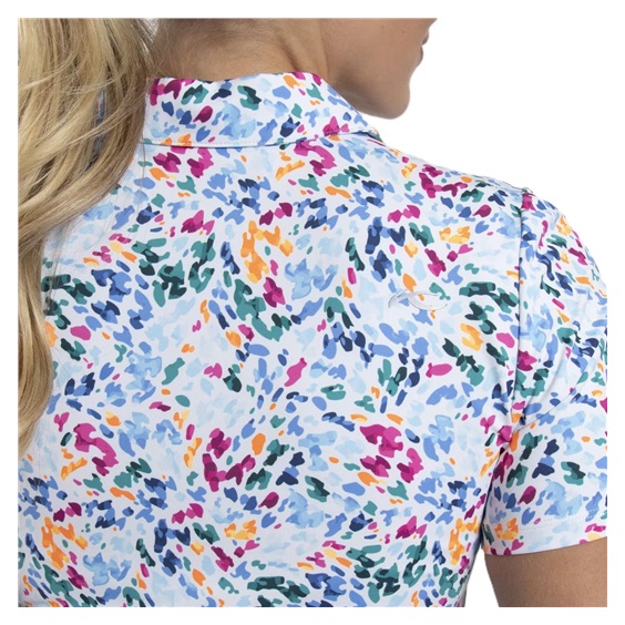 KJUS Enya Printed Damen Poloshirt, weiss/poolside