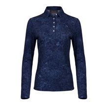 KJUS Hollow Pima Print Langarm-Polo für Frauen, atlanta blau/atlanta blau