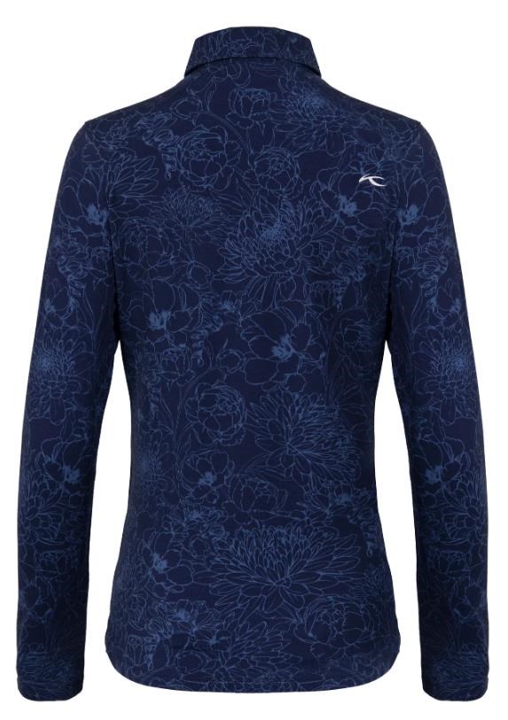 KJUS Hollow Pima Print Langarm-Polo für Frauen, atlanta blau/atlanta blau