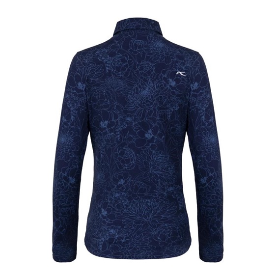 KJUS Hollow Pima Print Langarm-Polo für Frauen, atlanta blau/atlanta blau