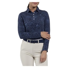 KJUS Hollow Pima Print Langarm-Polo für Frauen, atlanta blau/atlanta blau