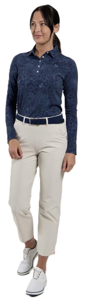 KJUS Hollow Pima Print Langarm-Polo für Frauen, atlanta blau/atlanta blau