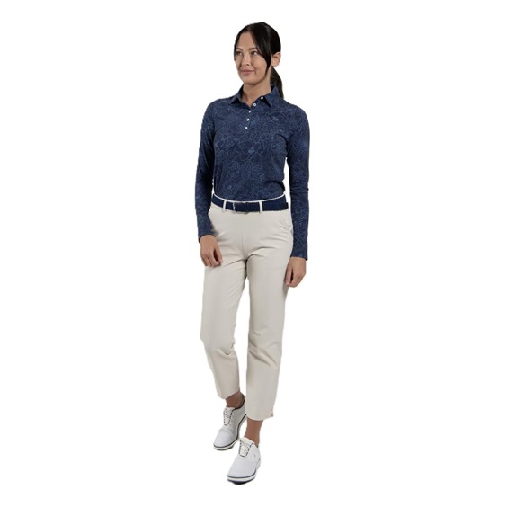 KJUS Hollow Pima Print Langarm-Polo für Frauen, atlanta blau/atlanta blau