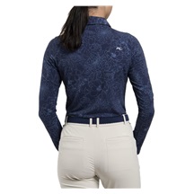 KJUS Hollow Pima Print Langarm-Polo für Frauen, atlanta blau/atlanta blau