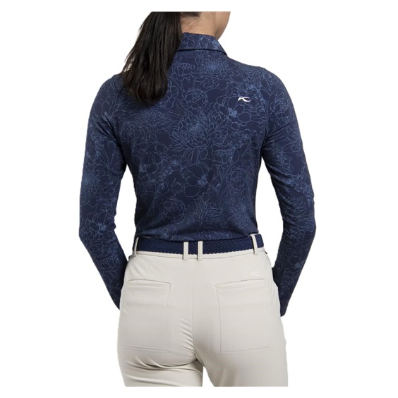 KJUS Hollow Pima Print Langarm-Polo für Frauen, atlanta blau/atlanta blau