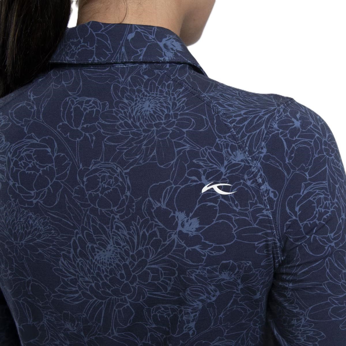 KJUS Hollow Pima Print Langarm-Polo für Frauen, atlanta blau/atlanta blau