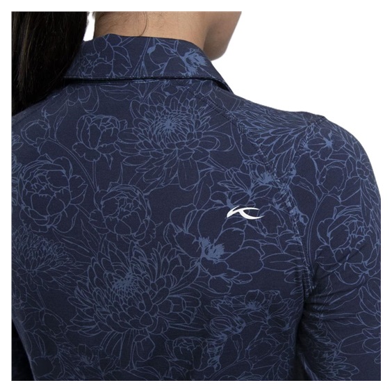 KJUS Hollow Pima Print Langarm-Polo für Frauen, atlanta blau/atlanta blau