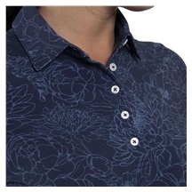 KJUS Hollow Pima Print Langarm-Polo für Frauen, atlanta blau/atlanta blau