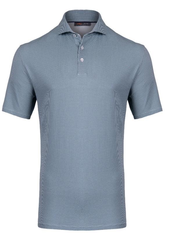 KJUS Hollow Pima Print Herren Poloshirt, riverbank/white