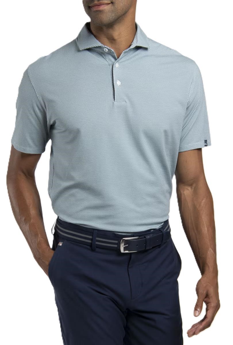 KJUS Hollow Pima Print Herren Poloshirt, riverbank/white