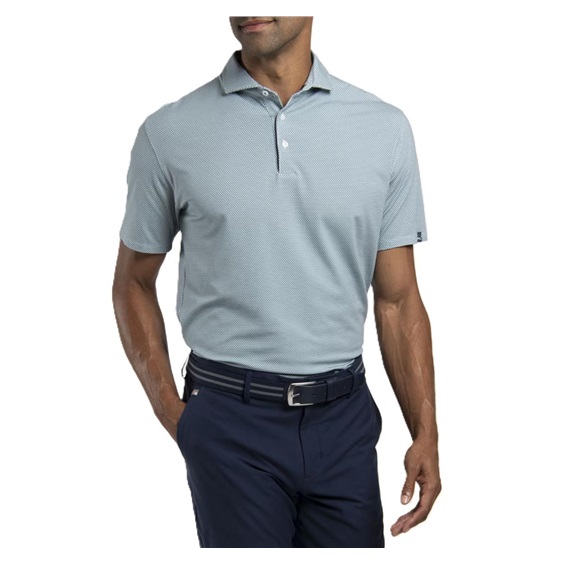 KJUS Hollow Pima Print Herren Poloshirt, riverbank/white