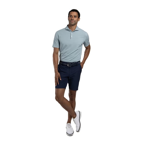 KJUS Hollow Pima Print Herren Poloshirt, riverbank/white