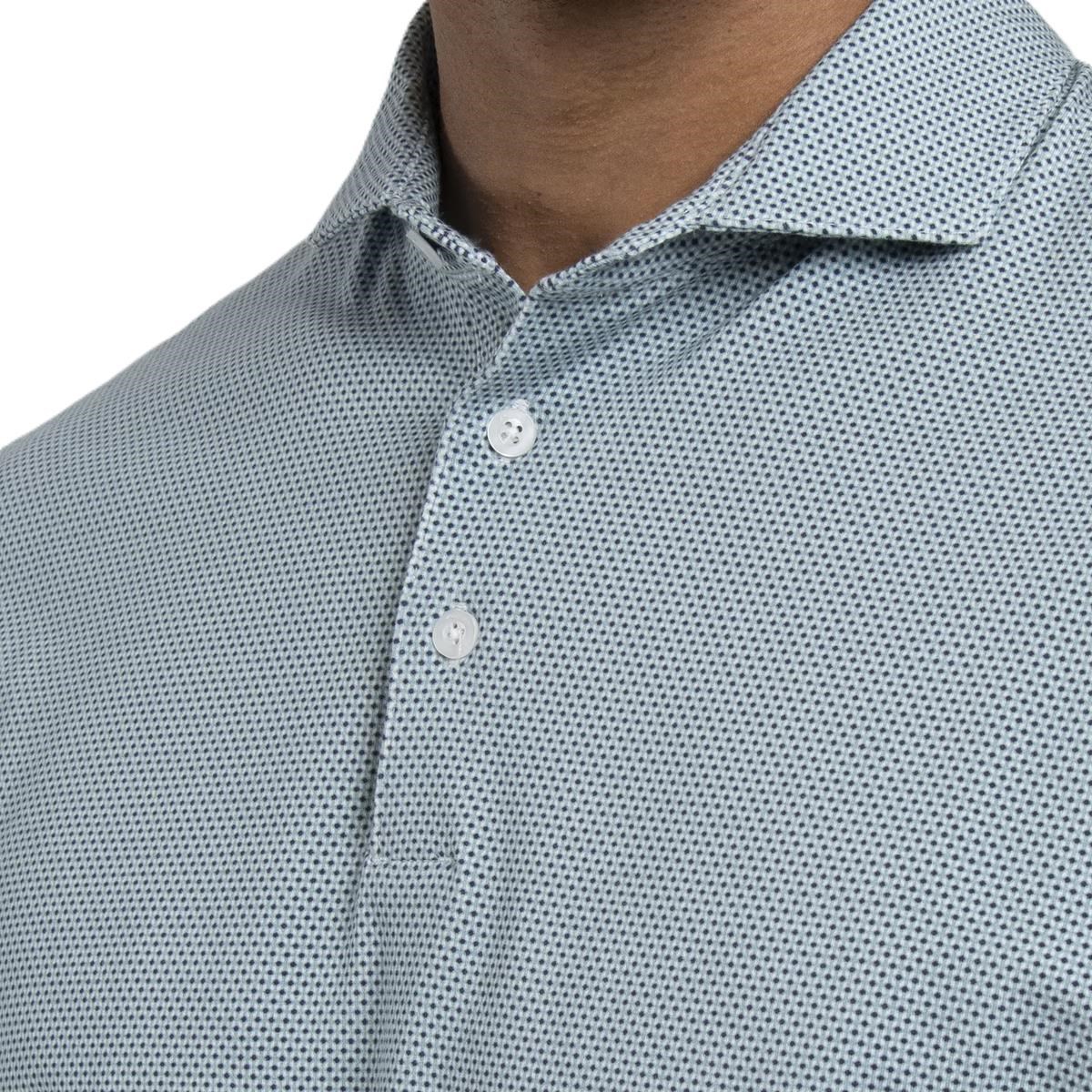 KJUS Hollow Pima Print Herren Poloshirt, riverbank/white